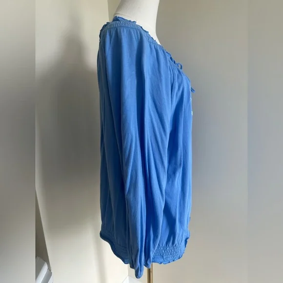 Blue Embellished Peasant Top- Large - Picture 3 of 6